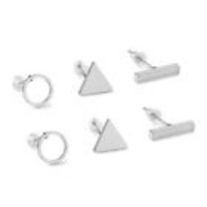 3 pairs silver fashion studs